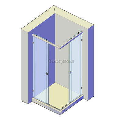 SND009-3 Раздвижная система для душевой перегородки Атлант 3