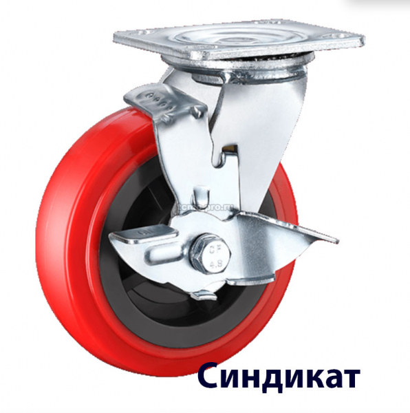 Z13-01A-100-402C колесо б/г полиуретановые обод нейлон поворотные с тормозом