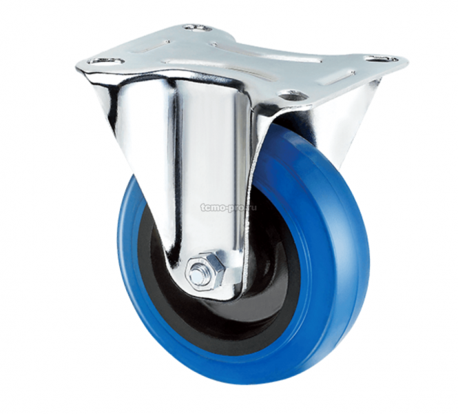 Z01-02-100-334L Колесо с эластичной синей резиной поворотное  100 мм