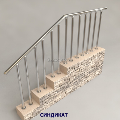 SND915-304 Перила из нержавеющей стали на стойках по две на каждую ступень