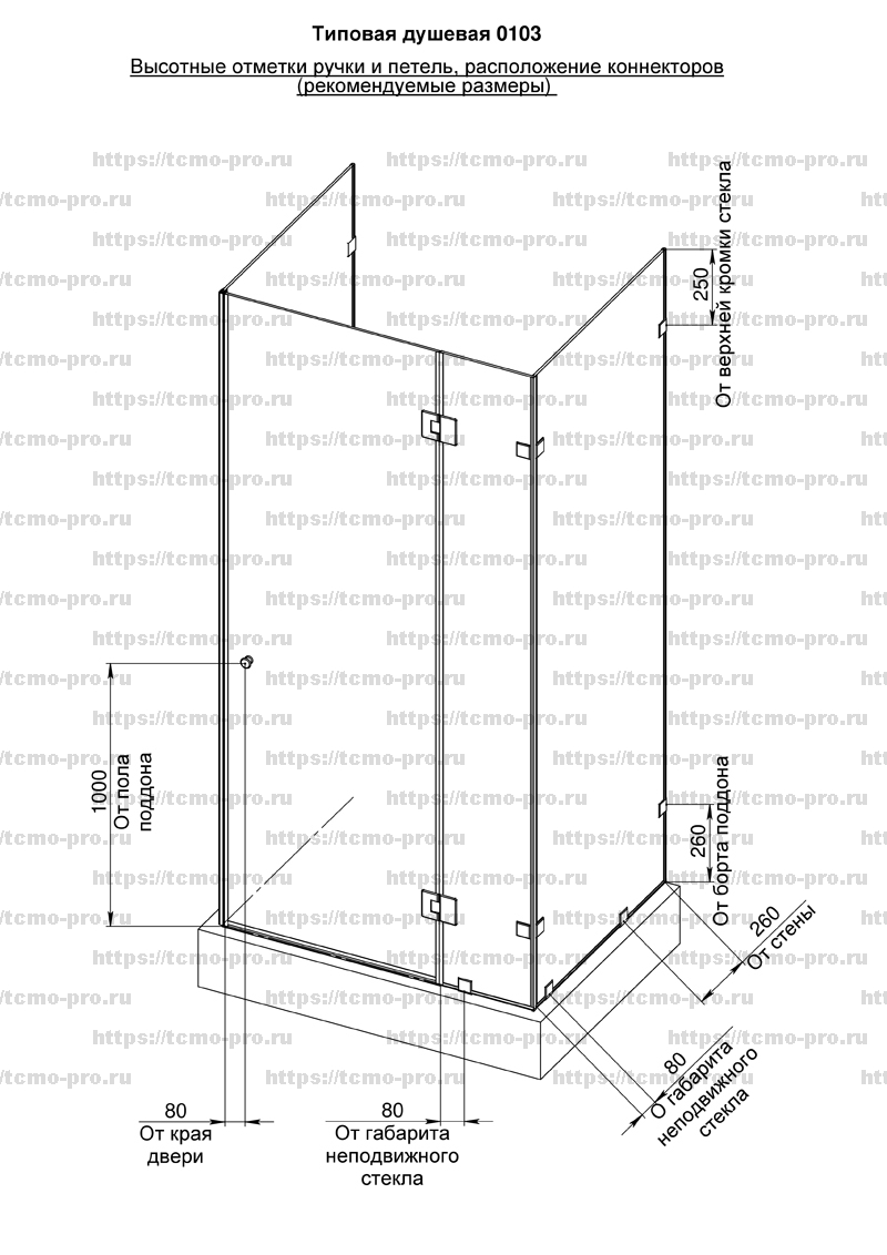 SN600-0103 Стеклянная душевая перегородка