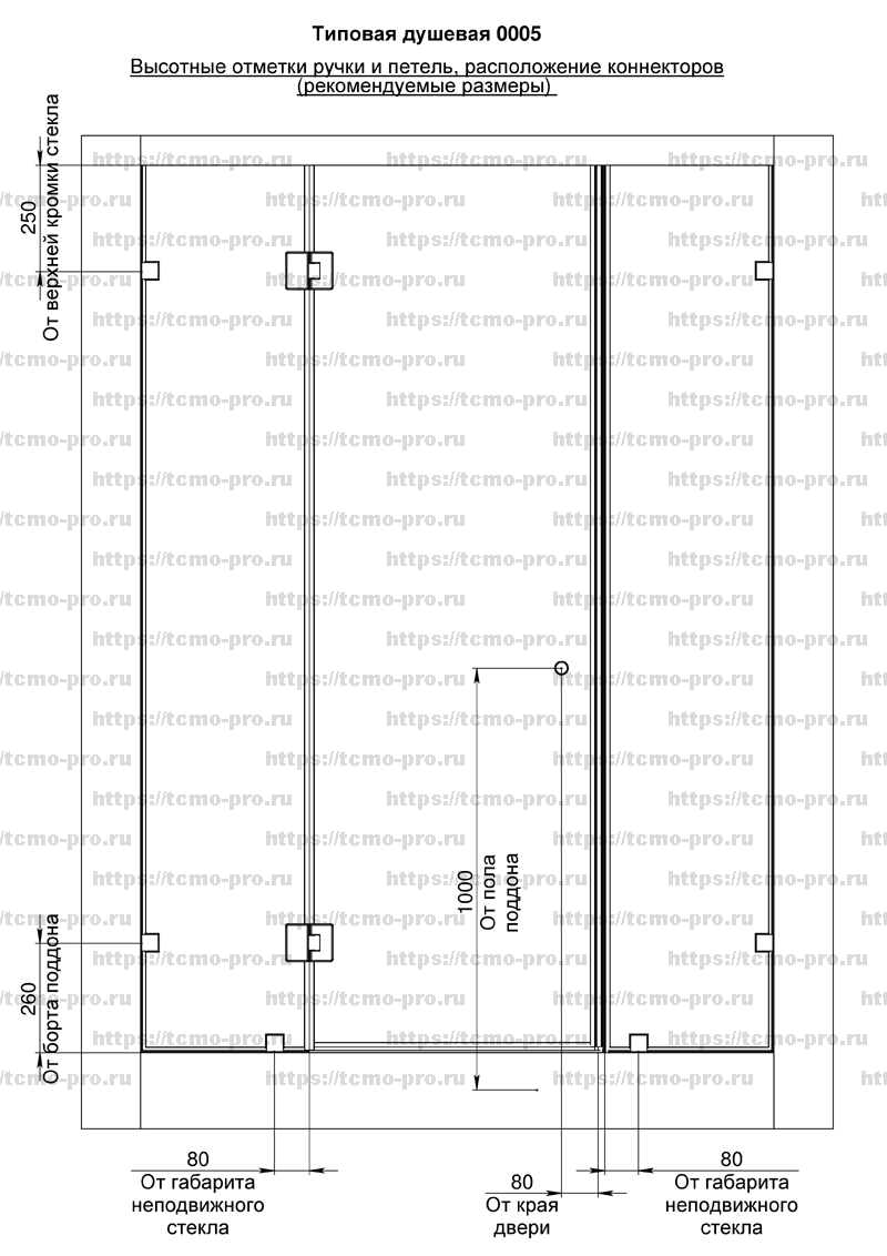 SN600-05 Душевая стеклянная перегородка в проем (ниша)