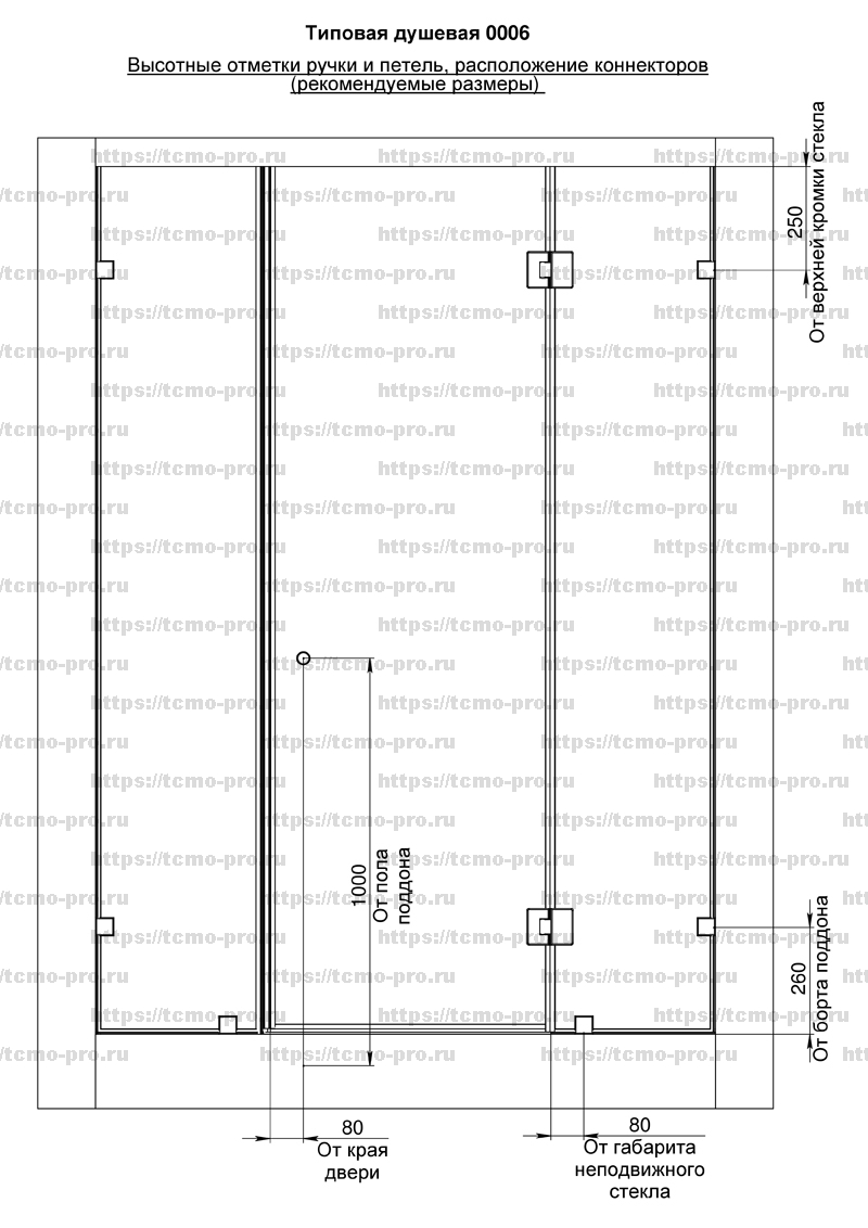 SN600-06 Душевая стеклянная перегородка в проем (ниша)