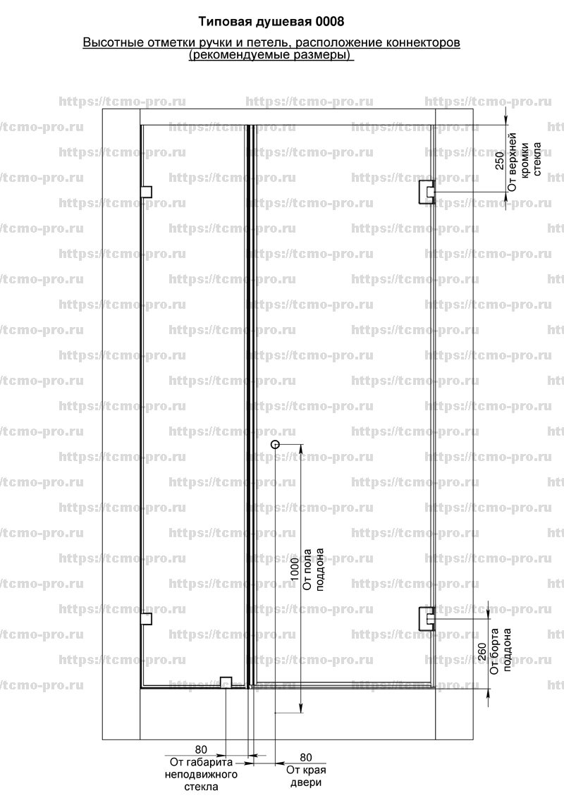 SN600-08 Душевая стеклянная перегородка в проем (ниша)