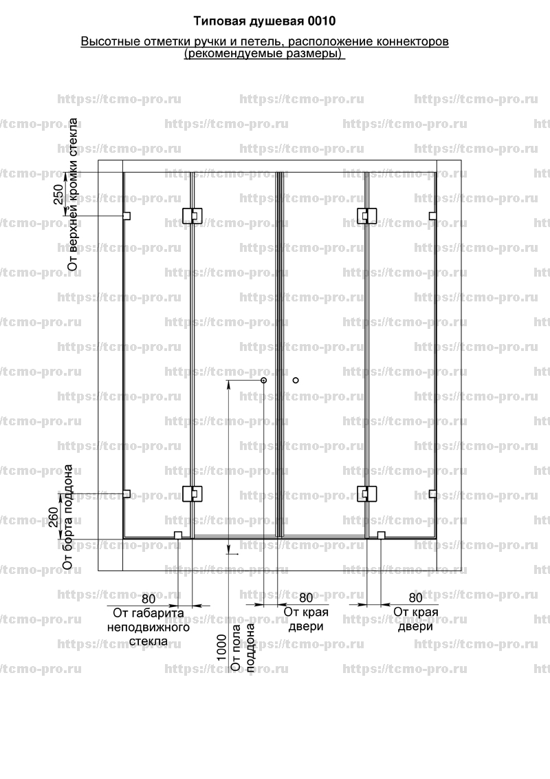 SN600-10 Душевая стеклянная перегородка в проем (серия 002)