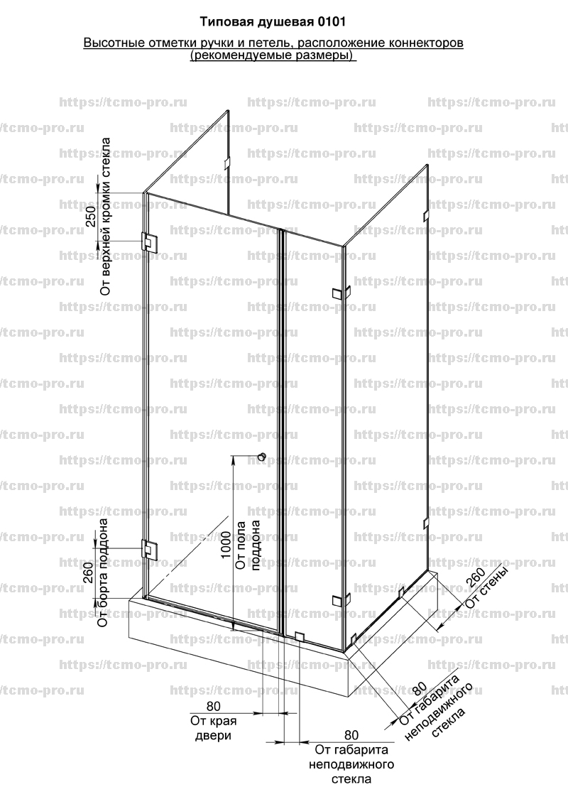 SN600-0101 стеклянная душевая перегородка