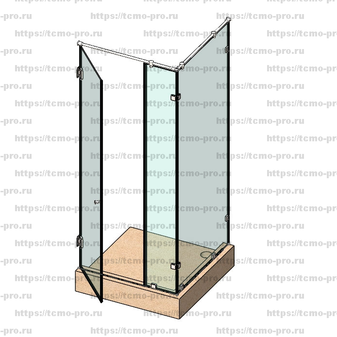 SN600-0015 Cтеклянная душевая перегородка угловая