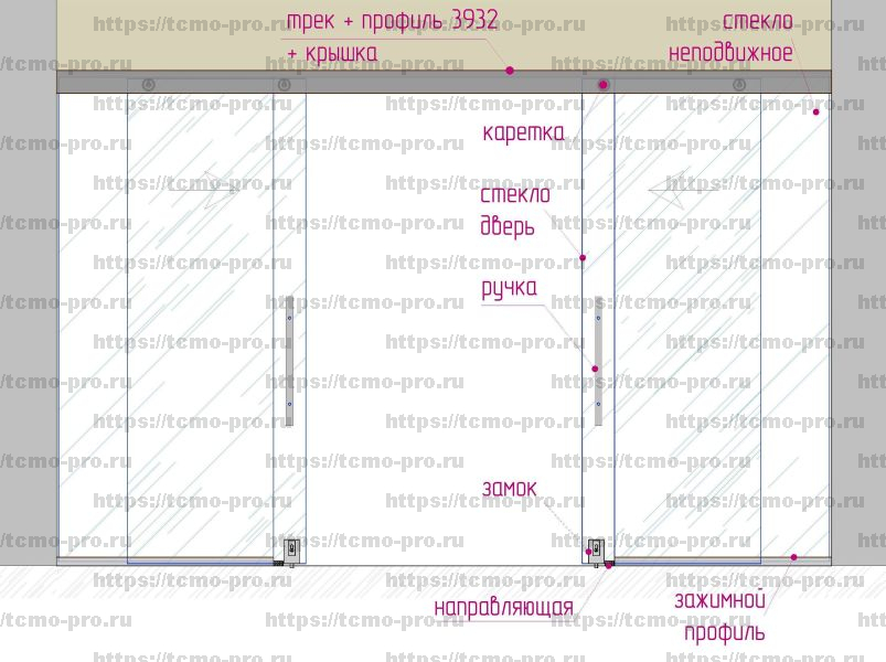 00-11 Система ГАРМОНИЯ в проем к потолку две двери