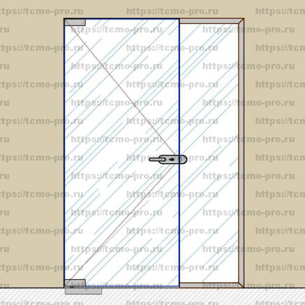 SND00-113 Комплект стеклянной маятниковой двери с глухим стеклом и замком